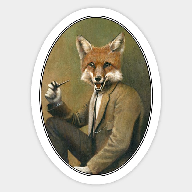 Vintage Hipster Fox Sticker by mictomart